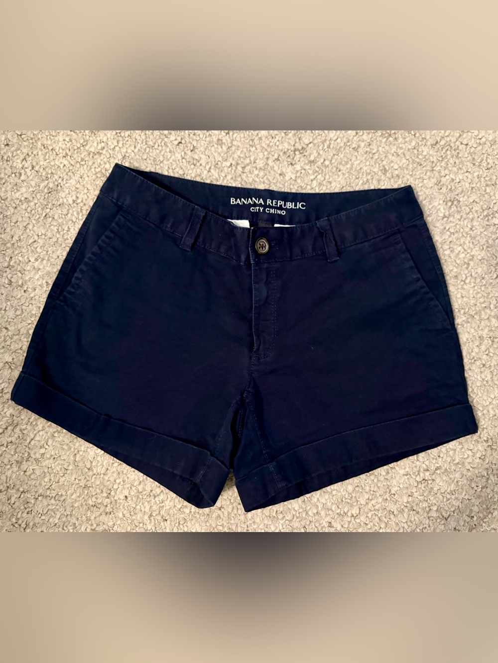 Banana Republic City Chino Shorts Navy Blue Petite 0P Like New